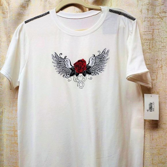Wings & Flowers Rhinestone Bling Women Tee. Simply Beautifull!! - Picture 8 of 8